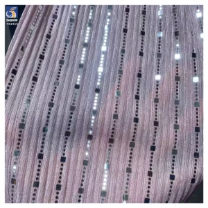YX1424 145CM 100gsm Gold and Silver Vertical Striped Laser Lurex Shiny Sequins Knit Fabric 2026 Custom Skirt Sequins Fabric...