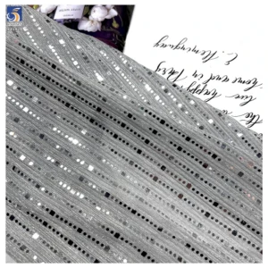 YX1424 145CM 100gsm Gold and Silver Vertical Striped Laser Lurex Shiny Sequins Knit Fabric 2026 Custom Skirt Sequins Fabric...