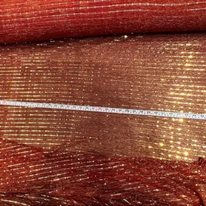 YX1424 145CM 100gsm Gold and Silver Vertical Striped Laser Lurex Shiny Sequins Knit Fabric 2026 Custom Skirt Sequins Fabric...