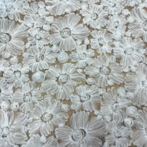 YX1426 3D Daisy Flower Tulle Embroidery Fabric Mesh 135cm New Style Girls Princess Puffy Dress Party Gown Textile Factory...