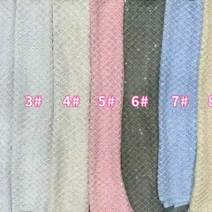 YX1433 2026 Fashion Women Blouse Dress Fabric Plaid 8mm Crystal Sequin Cord Embroidered Mesh Fabric 100 Polyester 130cm...