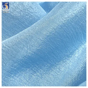 YX1434 70gsm Sky Blue Shimmer Glossy Sheer Organza Fabric for Puff Sleeve Dress Lolita Women Fashion Apparel Fabric - 100%...