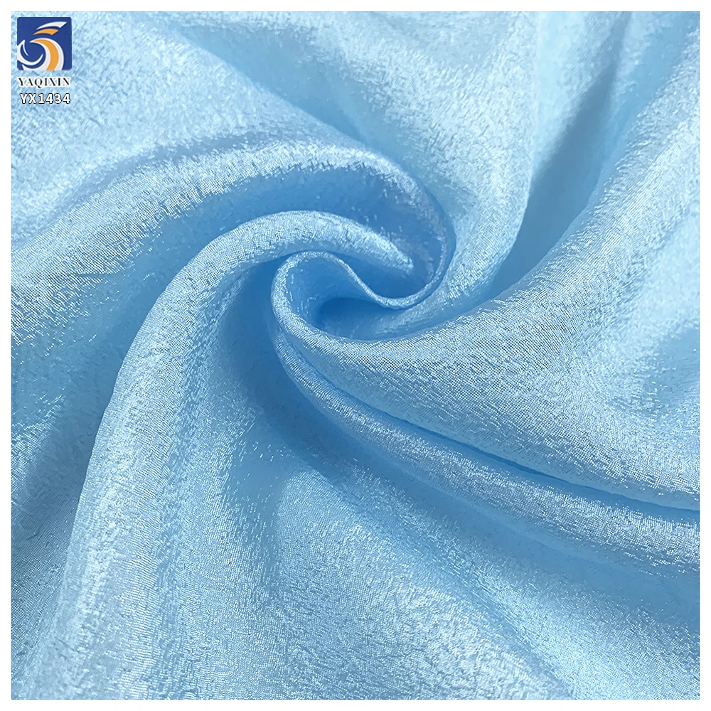 YX1434 70gsm Sky Blue Shimmer Glossy Sheer Organza Fabric for Puff Sleeve Dress Lolita Women Fashion Apparel Fabric - 100%...