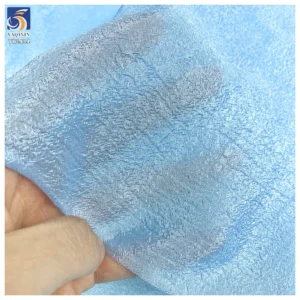 YX1434 70gsm Sky Blue Shimmer Glossy Sheer Organza Fabric for Puff Sleeve Dress Lolita Women Fashion Apparel Fabric - 100%...