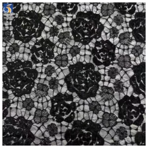 YX1437 Embroidered Big Florals Water Soluble Lace Fabric With 5mm Sequins for Bridal Wedding Dress & Evening Partywear...