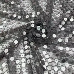 YX1438 300gsm Premium 10mm Round Sequins Mesh Fabric Glitter Net Tulle for Bridal Wedding Dress Evening & Party Wear Fabric...