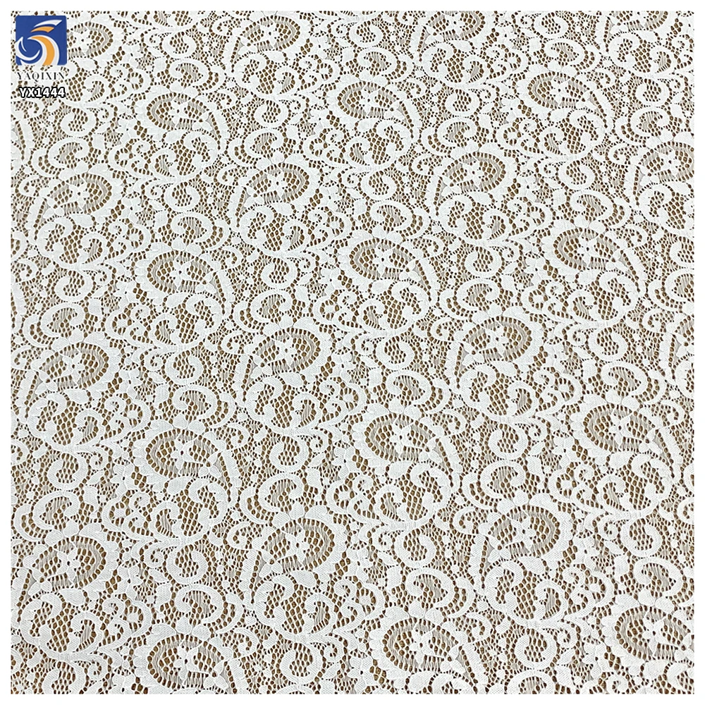 YX1444 Baroque Scroll Floral Stretch Lace Fabric 95% Polyester 5% Spandex Stretch Lace for Women's Dresses and Blouses...