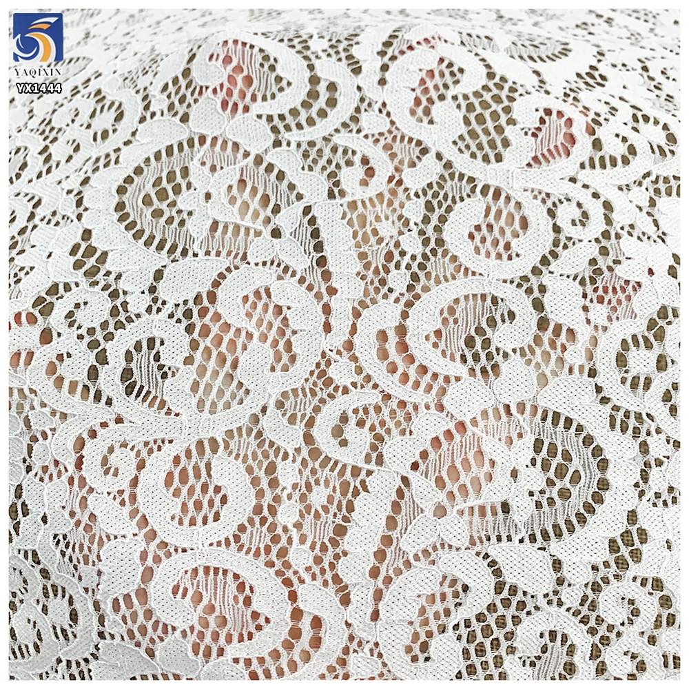 YX1444 Baroque Scroll Floral Stretch Lace Fabric 95% Polyester 5% Spandex Stretch Lace for Women's Dresses and Blouses...