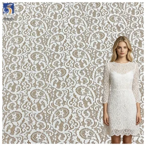 YX1444 Baroque Scroll Floral Stretch Lace Fabric 95% Polyester 5% Spandex Stretch Lace for Women's Dresses and Blouses...