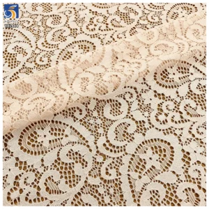 YX1444 Baroque Scroll Floral Stretch Lace Fabric 95% Polyester 5% Spandex Stretch Lace for Women's Dresses and Blouses...