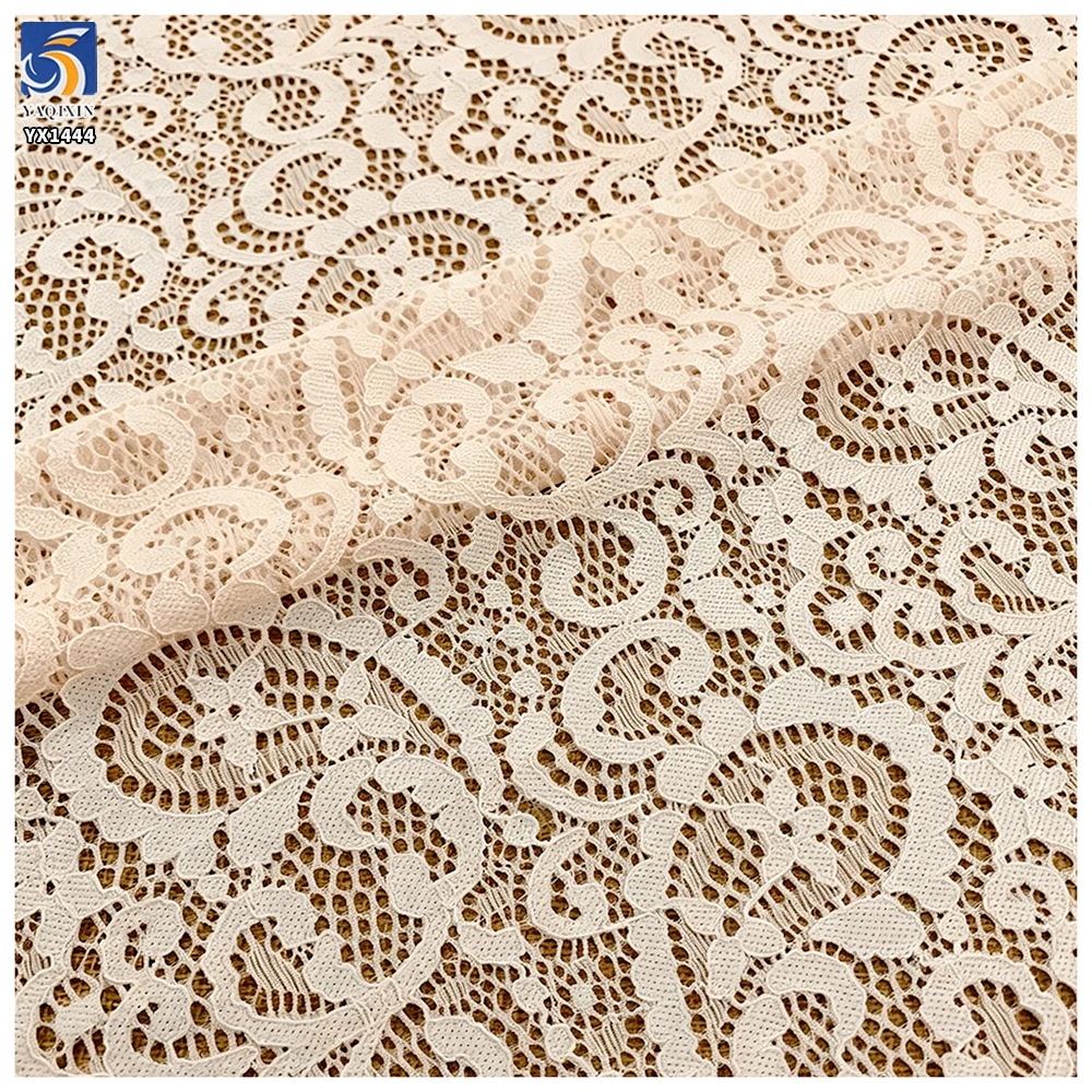 YX1444 Baroque Scroll Floral Stretch Lace Fabric 95% Polyester 5% Spandex Stretch Lace for Women's Dresses and Blouses...