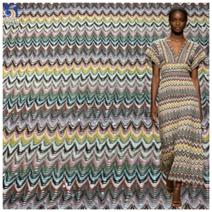 YX1447 300gsm 5mm Sequins Knit Jacquard Fabric 100 Percent Polyester Chevron Pattern for Dress and Swimwear