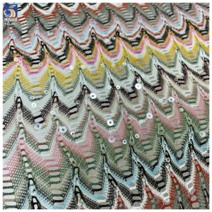 YX1447 300gsm 5mm Sequins Knit Jacquard Fabric 100 Percent Polyester Chevron Pattern for Dress and Swimwear - 100%...