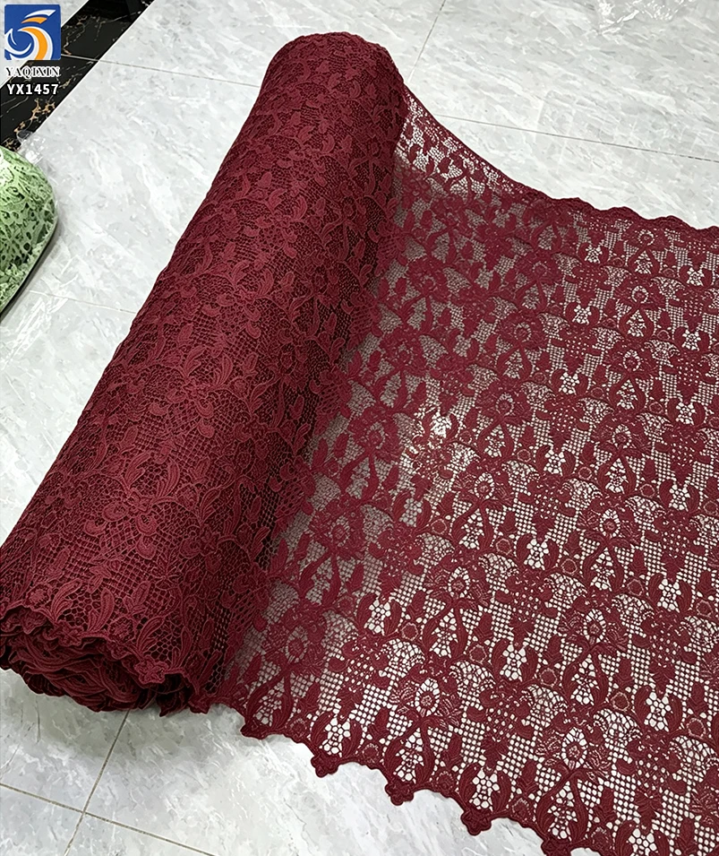 YX1457 Baroque Floral Guipure Lace Fabric 150GSM Polyester Water Soluble Embroidery for Women's Dresses - 100% Polyester...