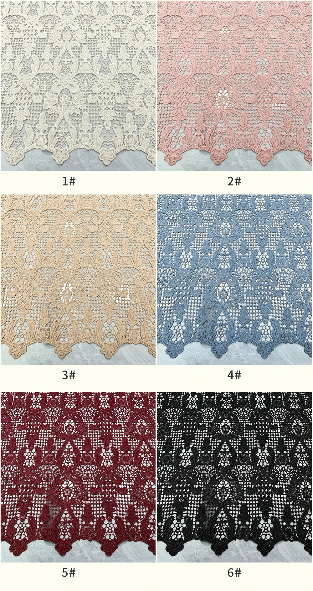 YX1457 Baroque Floral Guipure Lace Fabric 150GSM Polyester Water Soluble Embroidery for Women's Dresses - 100% Polyester...