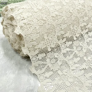 YX1457 Baroque Floral Guipure Lace Fabric 150GSM Polyester Water Soluble Embroidery for Women's Dresses - 100% Polyester...