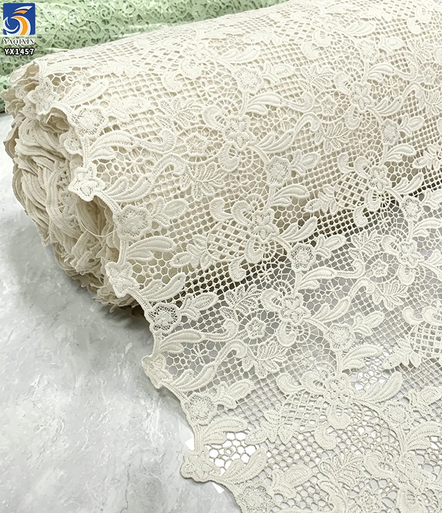 YX1457 Baroque Floral Guipure Lace Fabric 150GSM Polyester Water Soluble Embroidery for Women's Dresses - 100% Polyester...