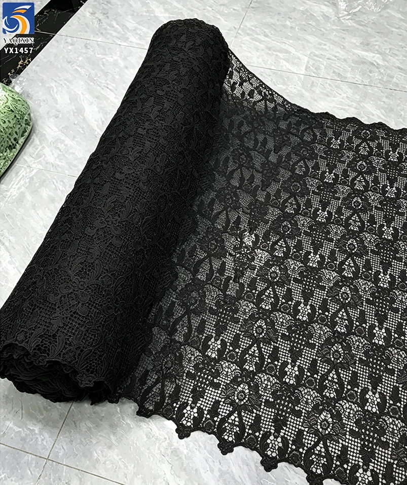 YX1457 Baroque Floral Guipure Lace Fabric 150GSM Polyester Water Soluble Embroidery for Women's Dresses - 100% Polyester...