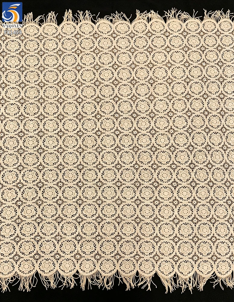 YX1458 B2B Manufacturer 150gsm Custom Color Openwork Guipure Lace Fabric 120CM Wide Polyester Embroidery for Dressmaking...