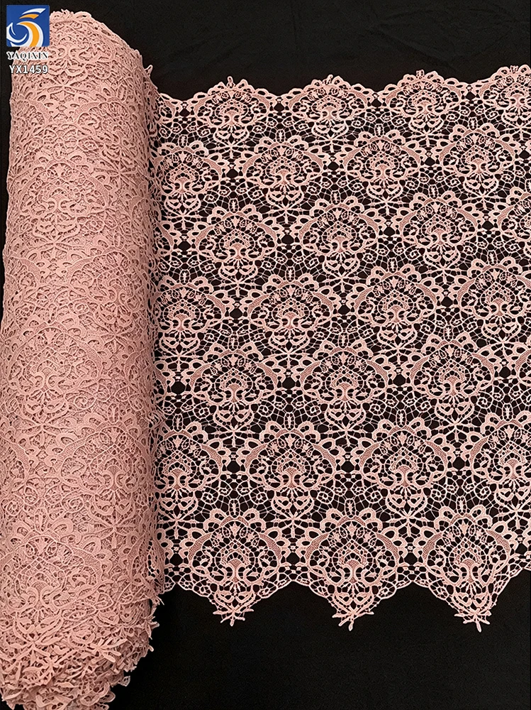 YX1459 Manufacturer Wholesale Ready Stock Floral Openwork Lace Fabric 150GSM Water Soluble Embroidery for Dressmaking - 100%...