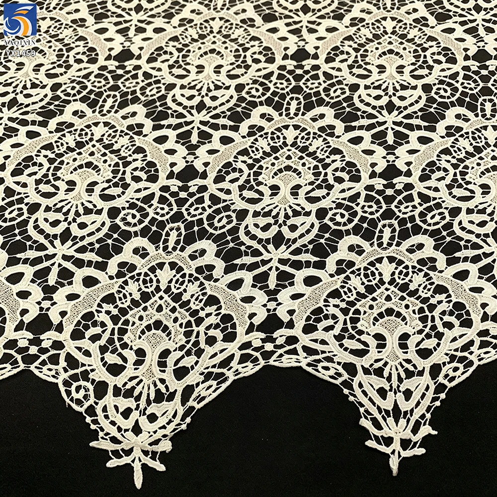 YX1459 Manufacturer Wholesale Ready Stock Floral Openwork Lace Fabric 150GSM Water Soluble Embroidery for Dressmaking - 100%...