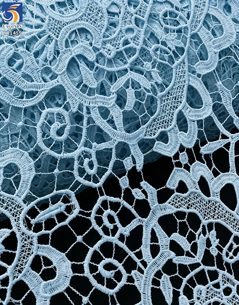 YX1459 Manufacturer Wholesale Ready Stock Floral Openwork Lace Fabric 150GSM Water Soluble Embroidery for Dressmaking - 100%...