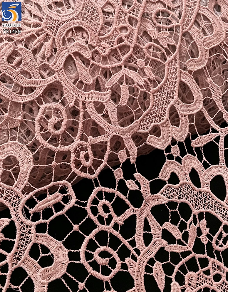 YX1459 Manufacturer Wholesale Ready Stock Floral Openwork Lace Fabric 150GSM Water Soluble Embroidery for Dressmaking - 100%...