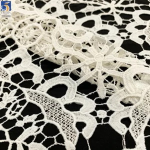 YX1459 Manufacturer Wholesale Ready Stock Floral Openwork Lace Fabric 150GSM Water Soluble Embroidery for Dressmaking - 100%...