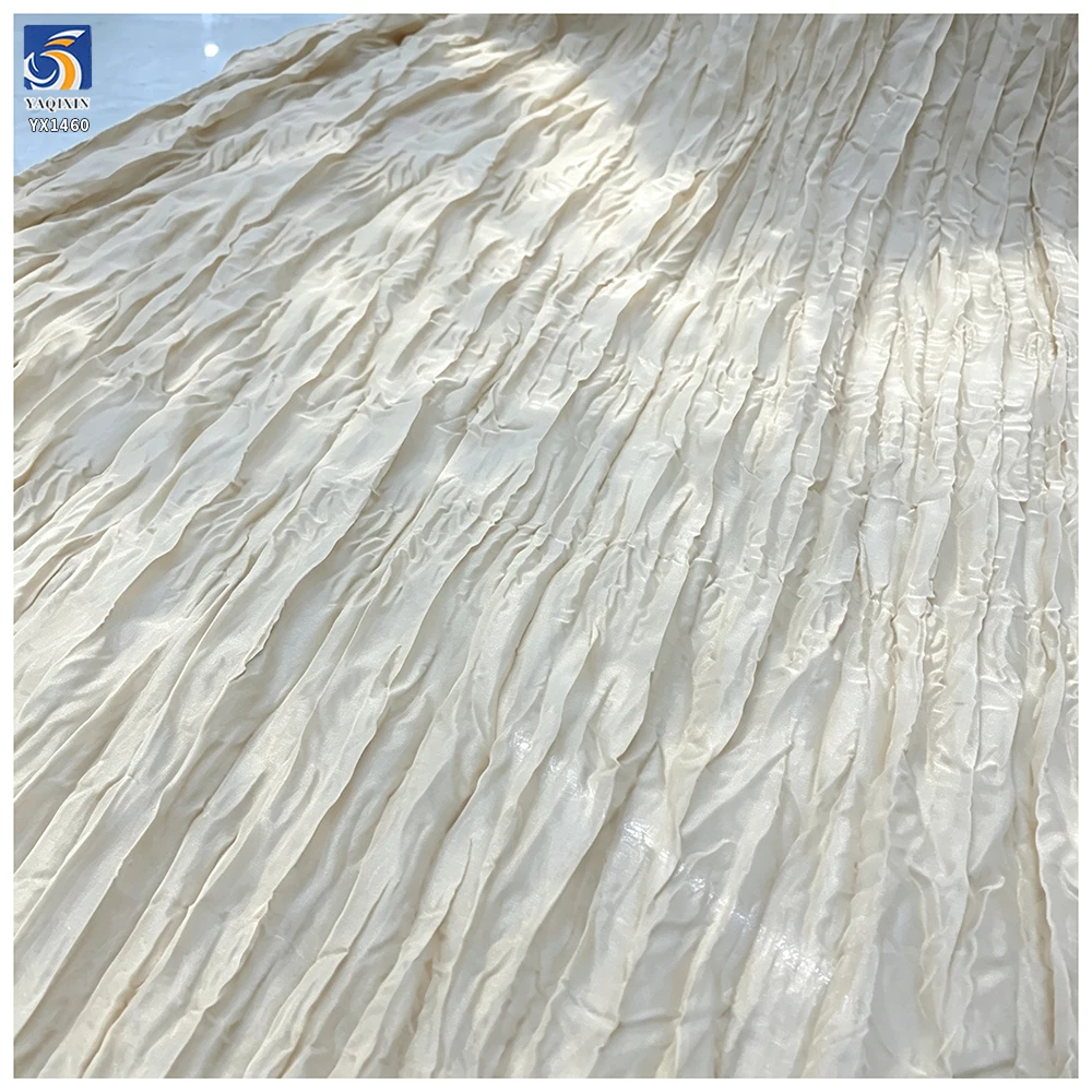 YX1460 Wholesale Lightweight Soft Irregular Crinkle Chiffon Fabric for Apparel Curtains and Textile Production - 100%...