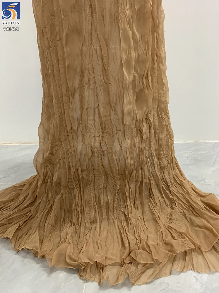 YX1460 Wholesale Lightweight Soft Irregular Crinkle Chiffon Fabric for Apparel Curtains and Textile Production - 100%...