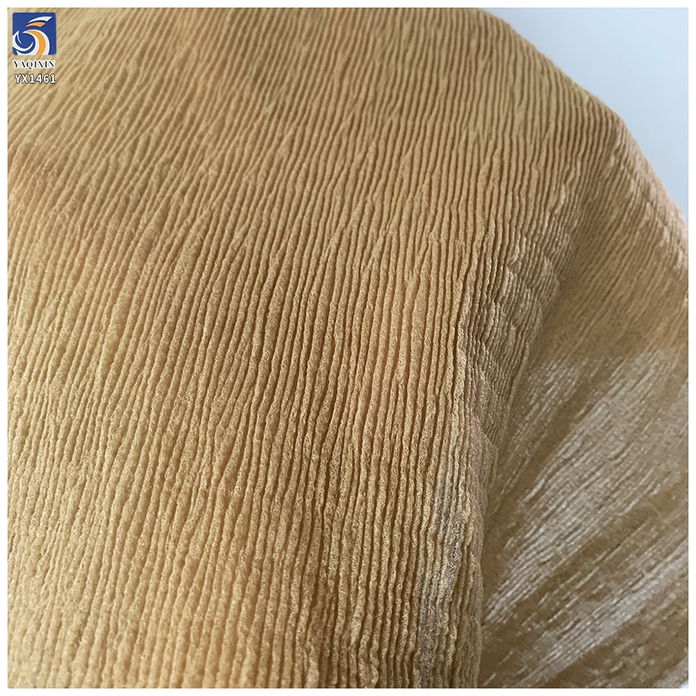 YX1461 100% Polyester Bubble Texture Crinkle Pleated Organza Fabric With Fine Pleats for Women Dresses and Garment - 100%...