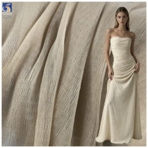 YX1461 100% Polyester Bubble Texture Crinkle Pleated Organza Fabric With Fine Pleats for Women Dresses and Garment - 100%...