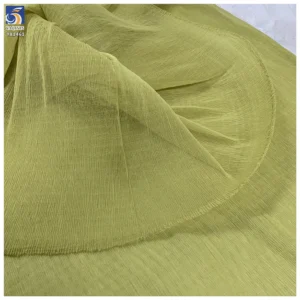 YX1461 100% Polyester Bubble Texture Crinkle Pleated Organza Fabric With Fine Pleats for Women Dresses and Garment - 100%...