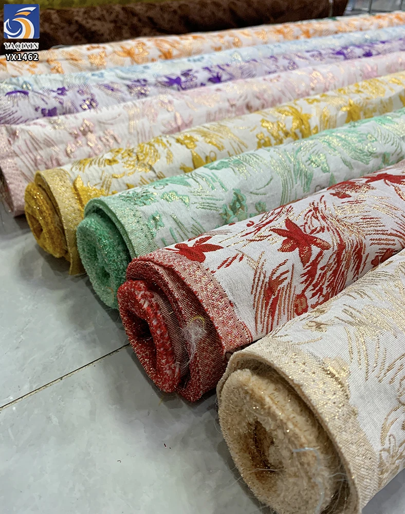 YX1462 180gsm 100% Polyester Yarn Dyed Floral Jacquard Brocade Fabric for Formal Dresses Skirts and Fashion Clothing - 100%...