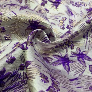 YX1462 180gsm 100% Polyester Yarn Dyed Floral Jacquard Brocade Fabric for Formal Dresses Skirts and Fashion Clothing - 100%...