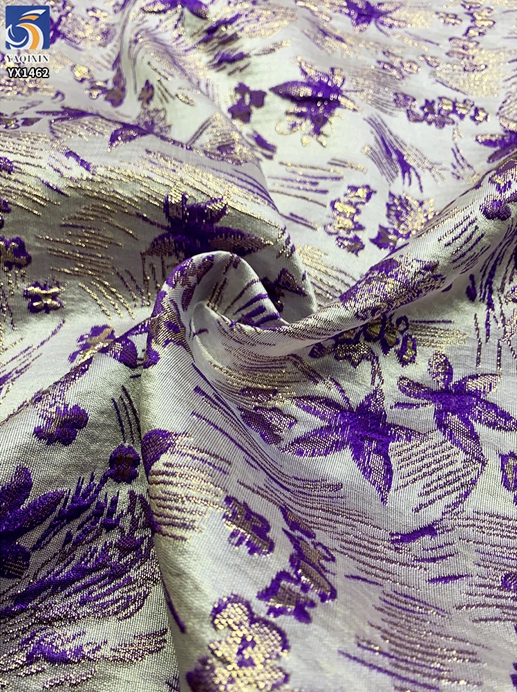 YX1462 180gsm 100% Polyester Yarn Dyed Floral Jacquard Brocade Fabric for Formal Dresses Skirts and Fashion Clothing - 100%...