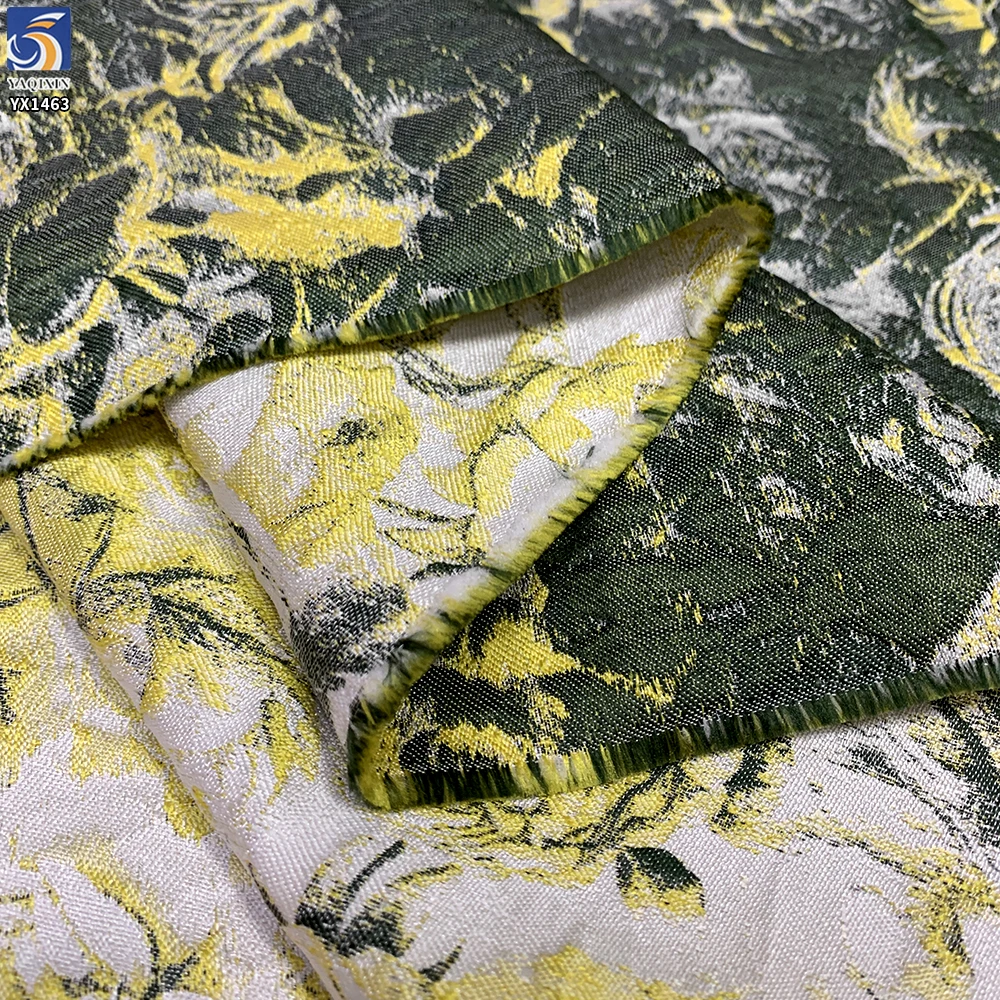YX1463 Wholesale 100% Polyester Vintage Floral Brocade Jacquard Fabric for Dressmaking Garment and Textile Supply - 100%...