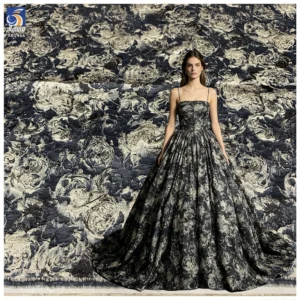 YX1463 Wholesale 100% Polyester Vintage Floral Brocade Jacquard Fabric for Dressmaking Garment and Textile Supply - 100%...