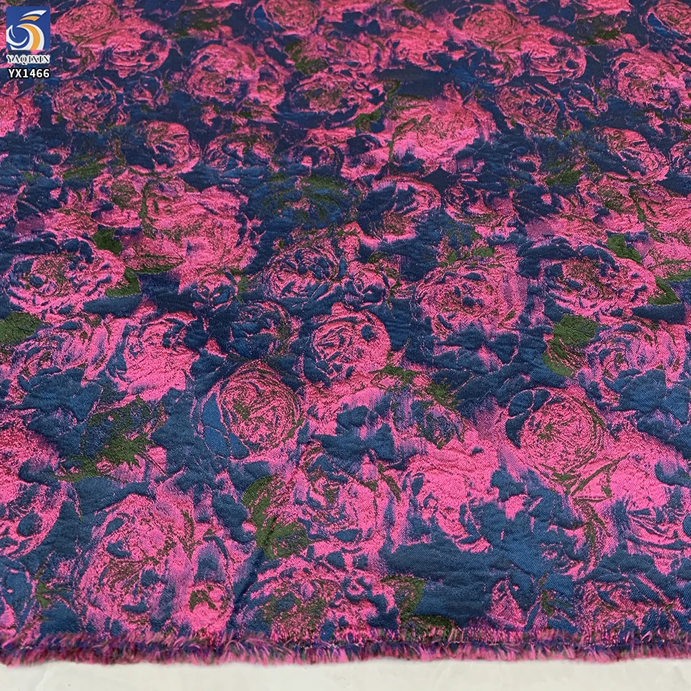 YX1463 Wholesale 100% Polyester Vintage Floral Brocade Jacquard Fabric for Dressmaking Garment and Textile Supply - 100%...