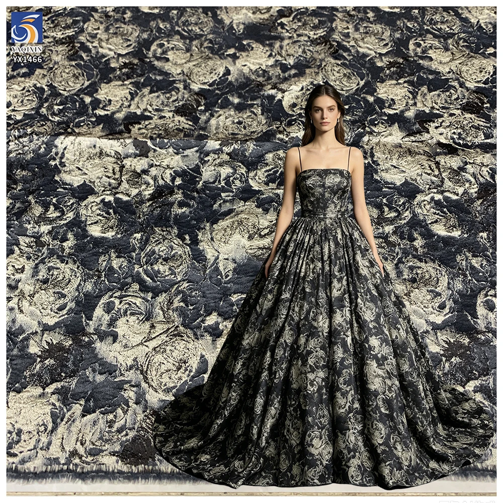 YX1463 Wholesale 100% Polyester Vintage Floral Brocade Jacquard Fabric for Dressmaking Garment and Textile Supply - 100%...