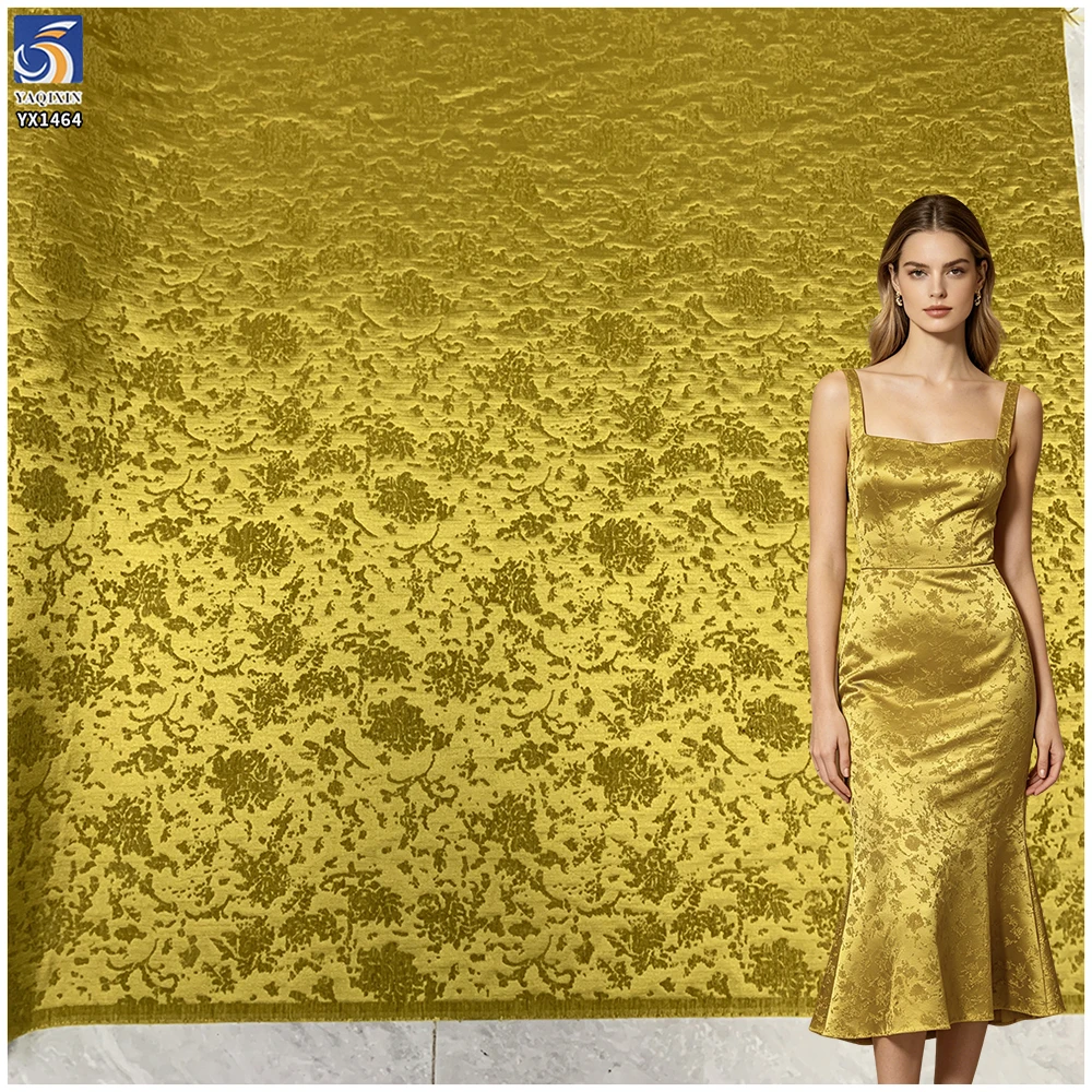YX1464 Wholesale Polyester Florals Chenille Brocade Fabric With Embossed Floral Texture for Dresses and Garments - 100%...