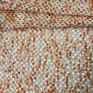 YX1465 Wholesale White Large Open Knit Mesh Fabric With 8MM Sequins for Bridal Evening Dresses and Garment Design - 100%...
