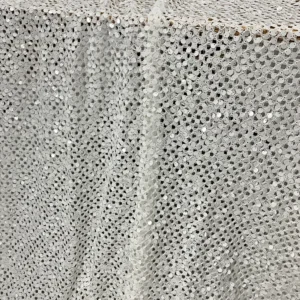 YX1465 Wholesale White Large Open Knit Mesh Fabric With 8MM Sequins for Bridal Evening Dresses and Garment Design - 100%...