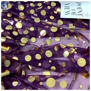 YX1466 Polyester Printed Gold Foil Polka Dot Tulle Fabric for Women Dresses Skirts Halloween Costumes and Party Decor - 100%...