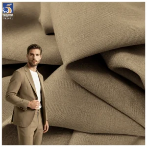 YX1471 350gsm Polyester Linen Blend Herringbone Twill Stretch Suiting Fabric for Men Blazers Trousers and Business Apparel