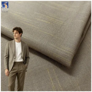 YX1477 Wholesale 350g/m² Textured Jacquard 65% Polyester 35% Rayon Striped Twill Suiting Fabric for Blazers Trousers