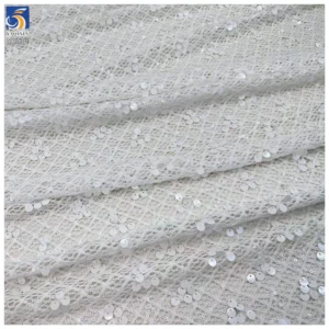 YX1501 Luxury Sequin Fish Scales Crochet Lace Fabric Embroidery Glitter Mesh Fabric for Evening Dress Designer Garment...