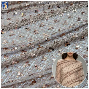 YX1501 Luxury Sequin Fish Scales Crochet Lace Fabric Embroidery Glitter Mesh Fabric for Evening Dress Designer Garment...