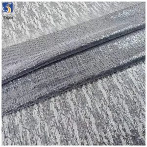 YX1504 Wholesale 100% Polyester Sequin Lace Fabric 180gsm Non Stretch 3mm Transparent Sequin Fabric for Dress Shirt - 100%...