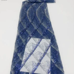 YX1507 140cm 300gsm Glitter Sequin Lace Mesh Fabric with Wave Diamond Pattern for Evening Dress Party Dress - Polyester...